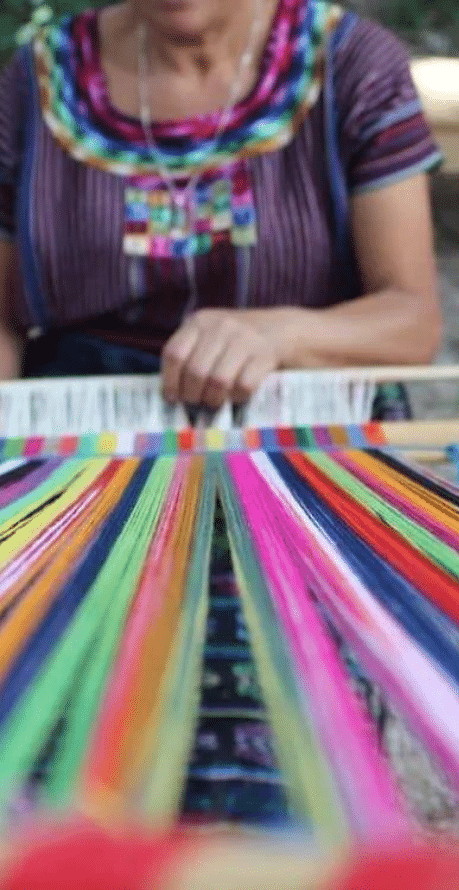 Hand-woven-Mayan-textile-with-intricate-patterns-from-Panajachel-Guatemala.